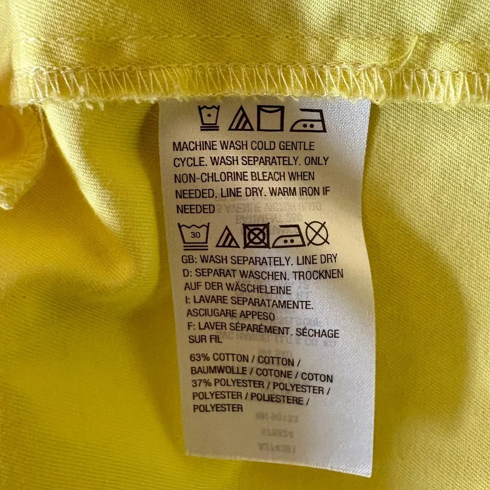 Joan Rivers Cheery Yellow Button Up Tunic Top Roll Tab Sleeves Pockets 1X Bright